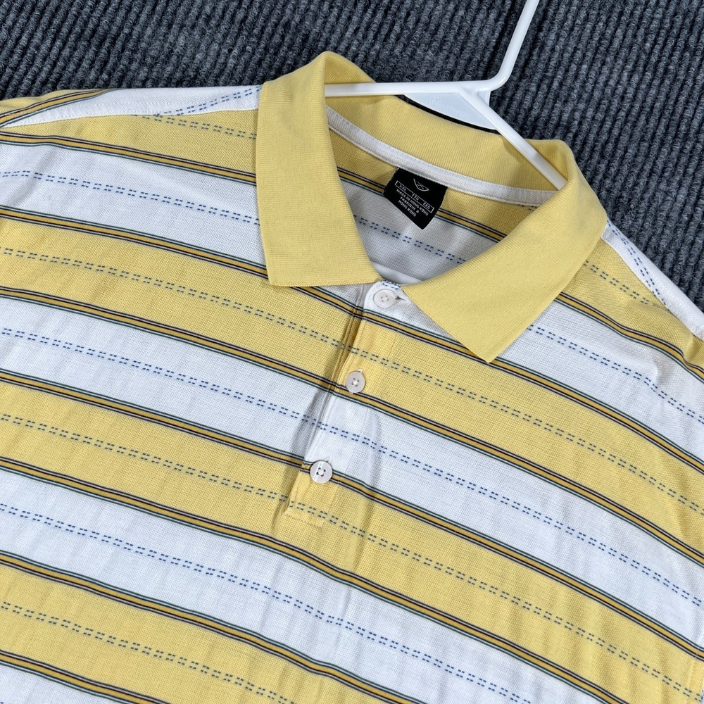 Nike Golf Polo Shirt Mens 2XL XXL Yellow Striped Short Sleeve Casual Outdoor